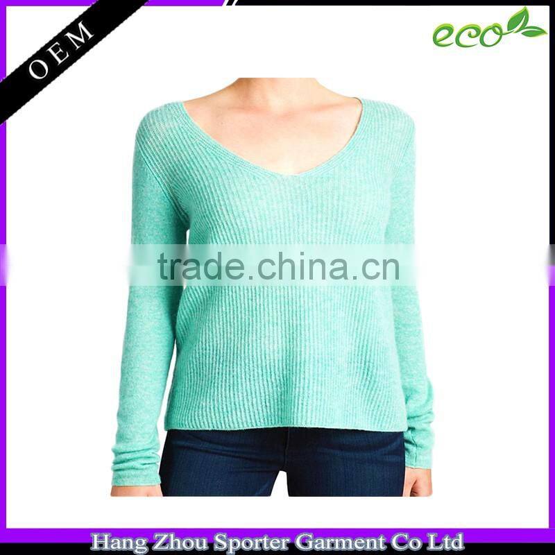 16FZCAS14 strip knitting women sweater cashmere jumper