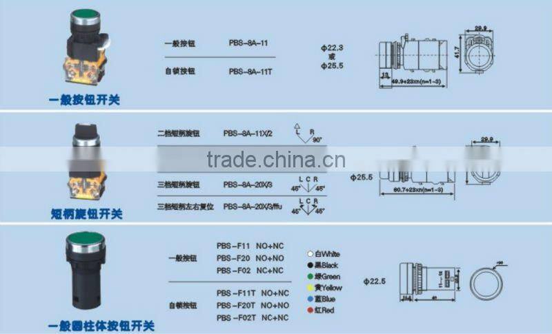 'XB2 led push button switch 250V 3A