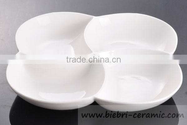 Super White Excellent Quality Ceramic Porcelain Partion Divided Portion Plates Dishes For Restaurant Hotel Party Wholesale