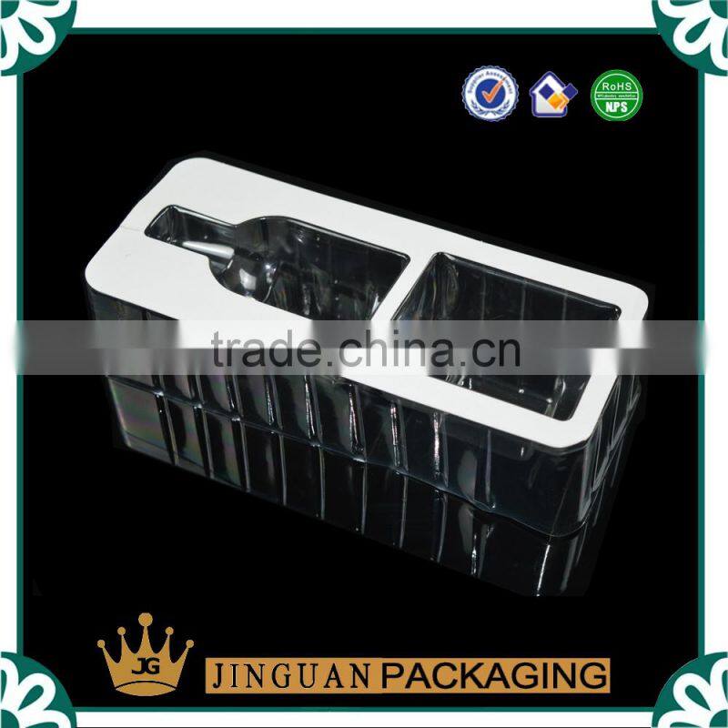 Custom transparent plastic pvc flocking cosmetic blister tray