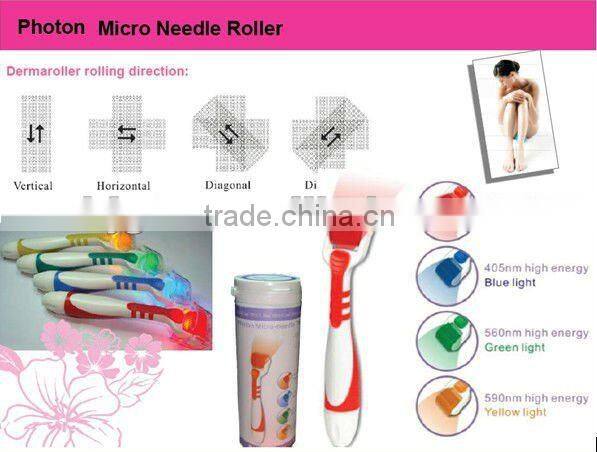LED Microneedle dermaroller,micro needle dermaroller,skin lifting roller.CE marked