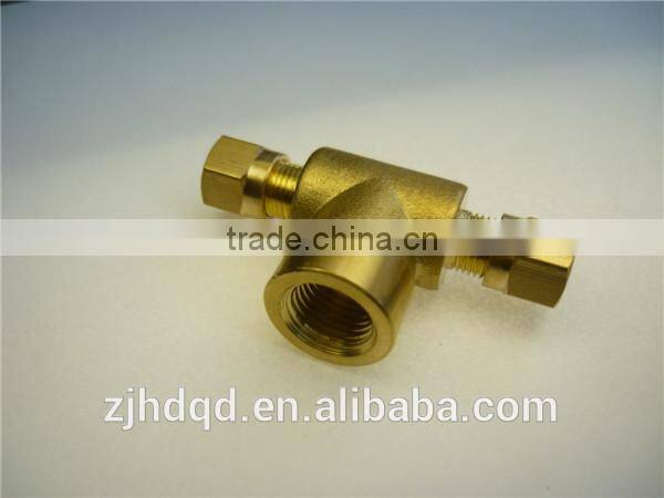 3 way brass hose connector with valve , T-type hose barb ,brass electrical connector,female thread