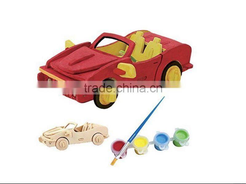 Wood 3D Vehicle Puzzles rooter truck 3D Woodcraft Kit Assemble Paint DIY 3D Puzzle Toys for Kids Adults the Best Birthday Gift