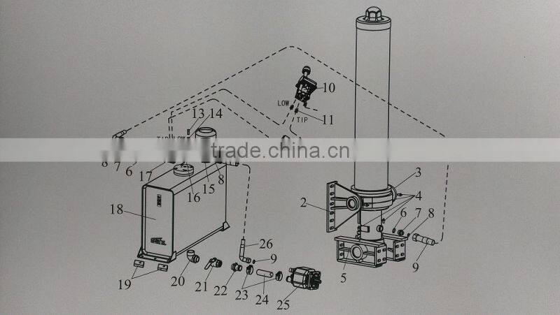 steel multistages hydraulic cylinder of dumper