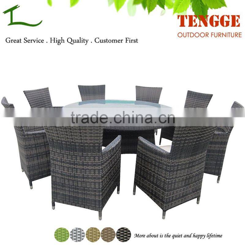 Taupe Color 9 Piece Wicker Dining Sets Patio Round Dining Set