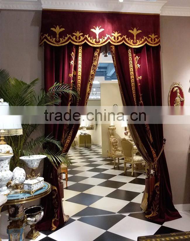 Italian-Style Collection of Classic Curtain, Embroidered Blackout Window Curtain, Soft Pink Velvet Drape Curtain of Living Room