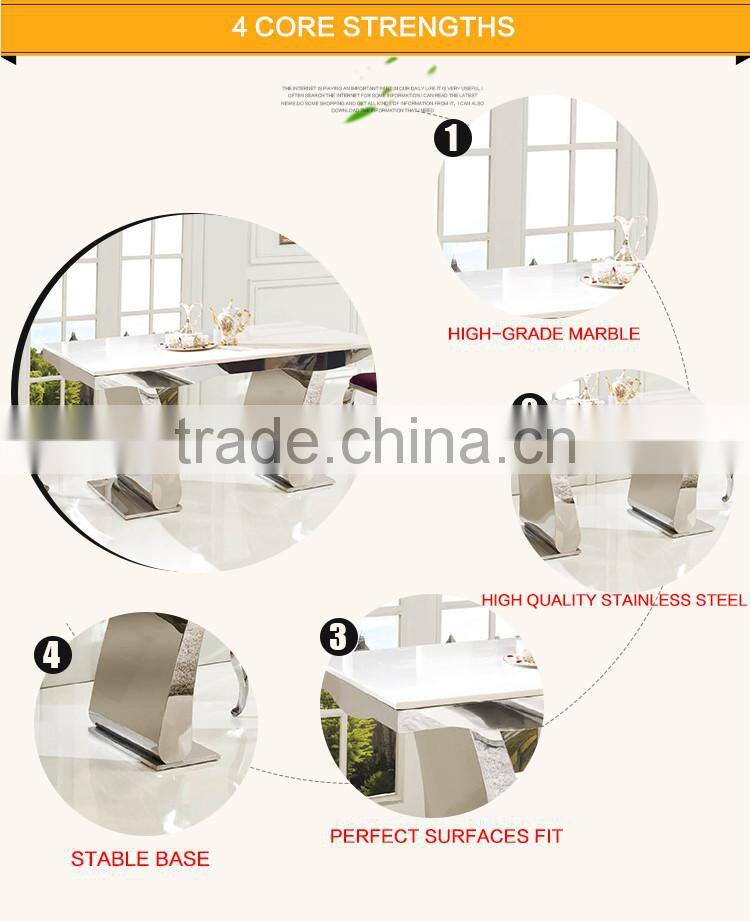 TH362 Hot Sale White Marble Top 6 Seater Dining Table
