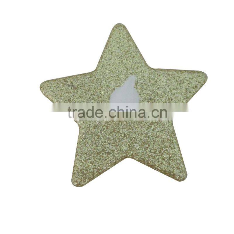 Christmas star shaped metalic battery operated led tea light candle