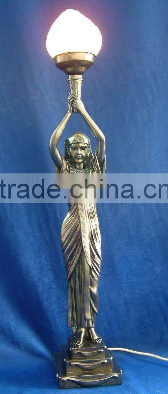 Hand painted resin sculpture with standing-resin woman sculpture-clear resin statue-resin bird