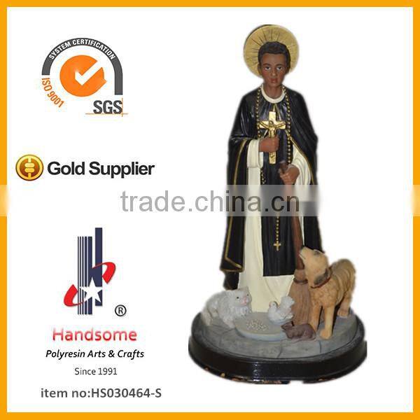 Polyresin Knight Resin Statue Kill Demon With Wooden Base