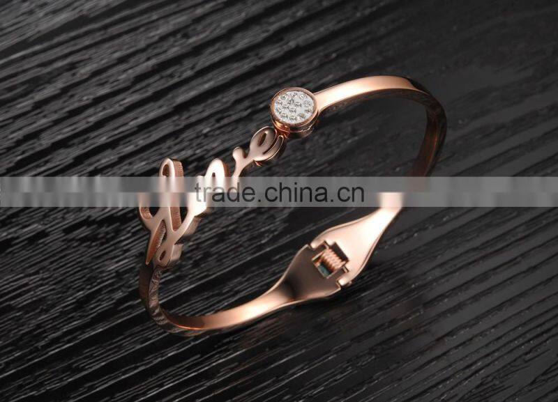 New Design Lady Jewelry Love Bracelet Rose Gold Color Titanium Steel Bracelet Bangle
