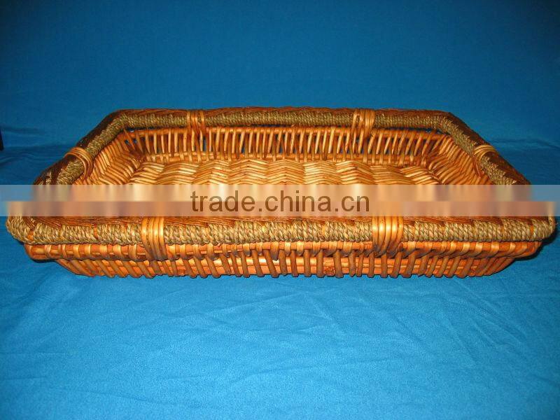 rect primary willow tray /wicker tray for food and vegetables