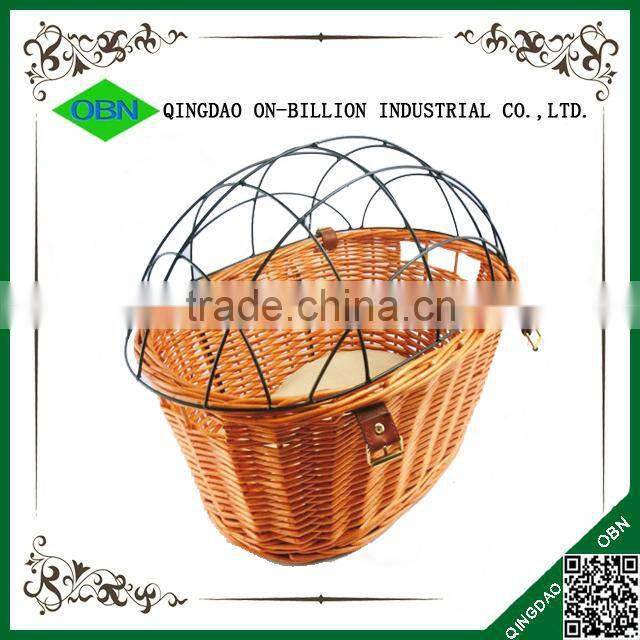 Handicraft woven wicker bike front basket