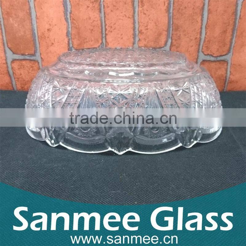 Embossed Round Glass Bowl Wholesale Flower Shape Glass Bowl