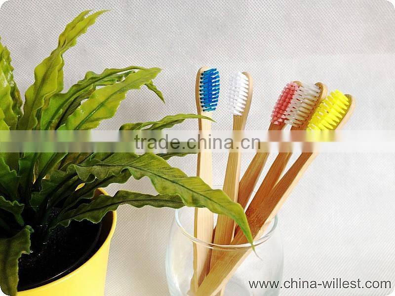 color bristle bamboo handle toothbrush