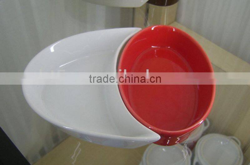 Set of 2 snack custom ceramic plate set,snack tray