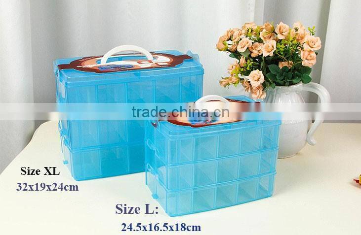 32cm XL Size Three layers Clear Portable Plastic Tool Organizer Container Divider Storage Bin&Box Tackle box