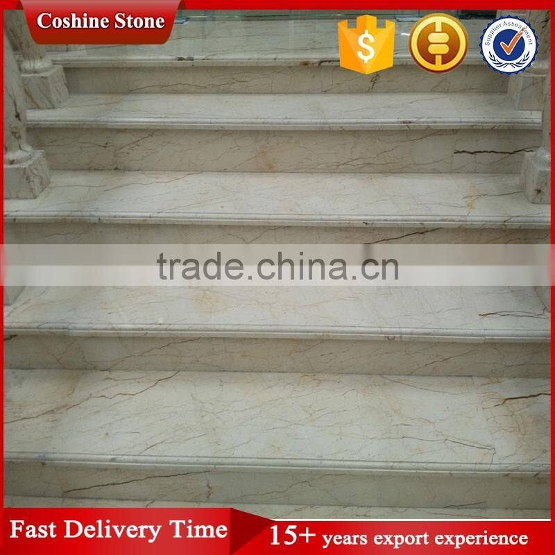 Popular fashion polished natural stone sofita beige marble staircase