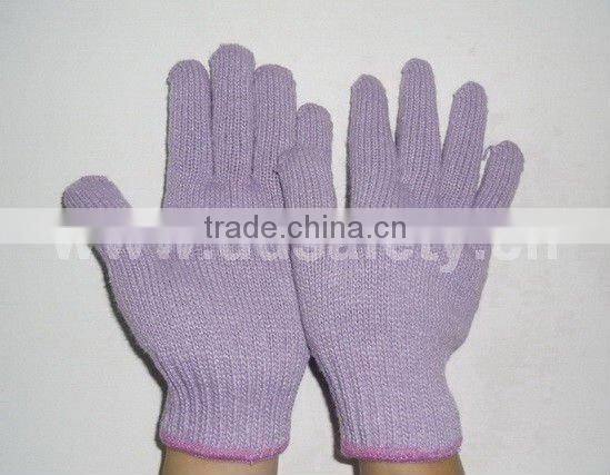 10gauge Violet Cotton Polyester Gloves String Knitted Gloves