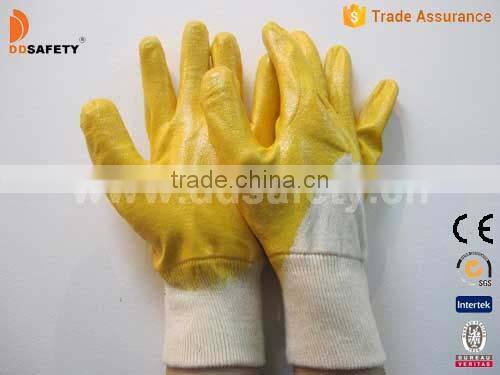 DDSAFETY 2017 Cotton Gloves Interlock Knit Wrist 3/4 Coated Nitrile Working Glove