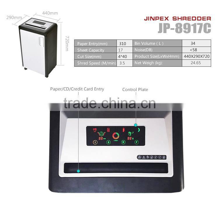 JP-8917C A3 Paper shredder 17sheets cross cut 310MM Medium office equipment