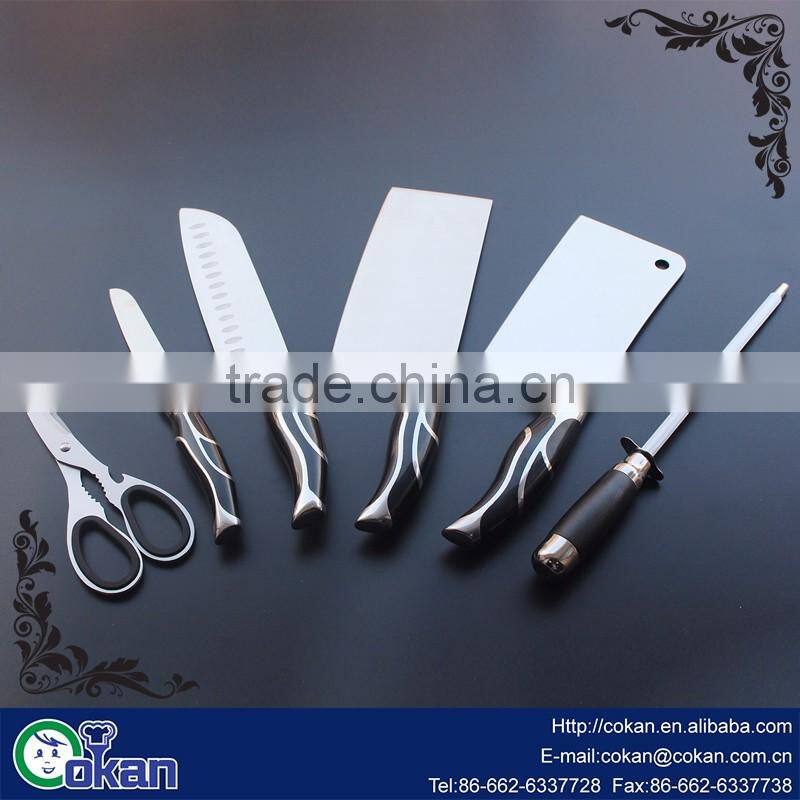 stainless steel chef paring pocket hunting kitchen knife knives set with knife sharpener and scissors