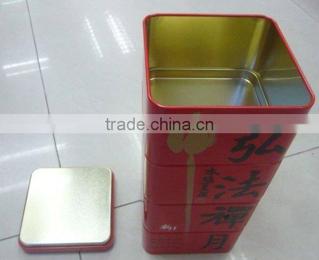 Square Mooncake Tin Box with 4 parts