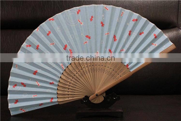 Wholesale custom bamboo nylon fold hand fan