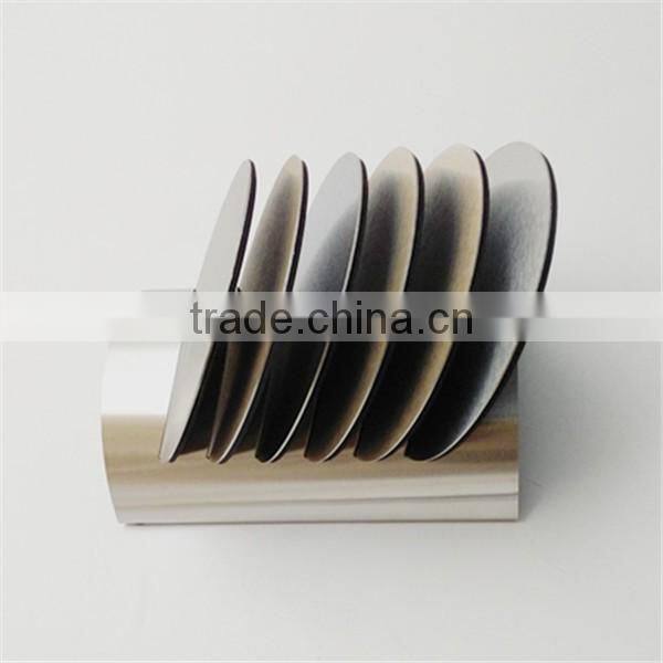 Custom Round Shaped Stainless Steel Cup Coaster Sets with Decorative Rack