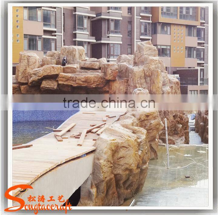 Garden decoration artificial landscaping slate fake rock garden fountains