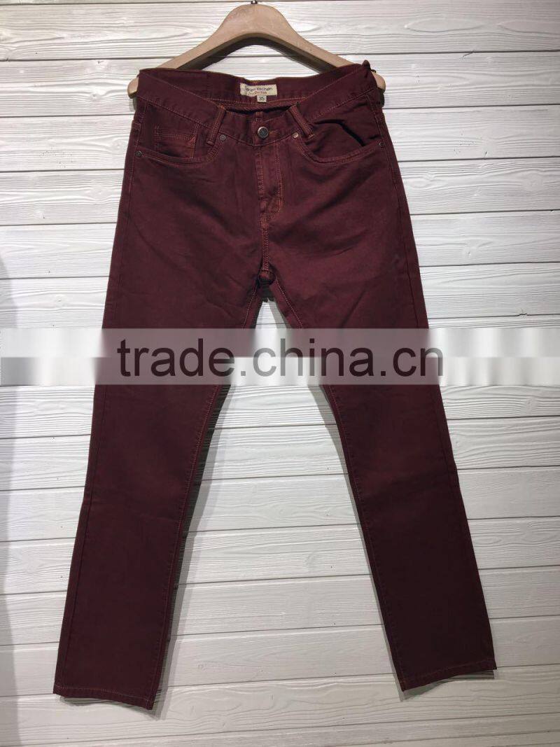 GZY New Fashion Dark Pure Red Men Jeans Factory China Low Price Stock