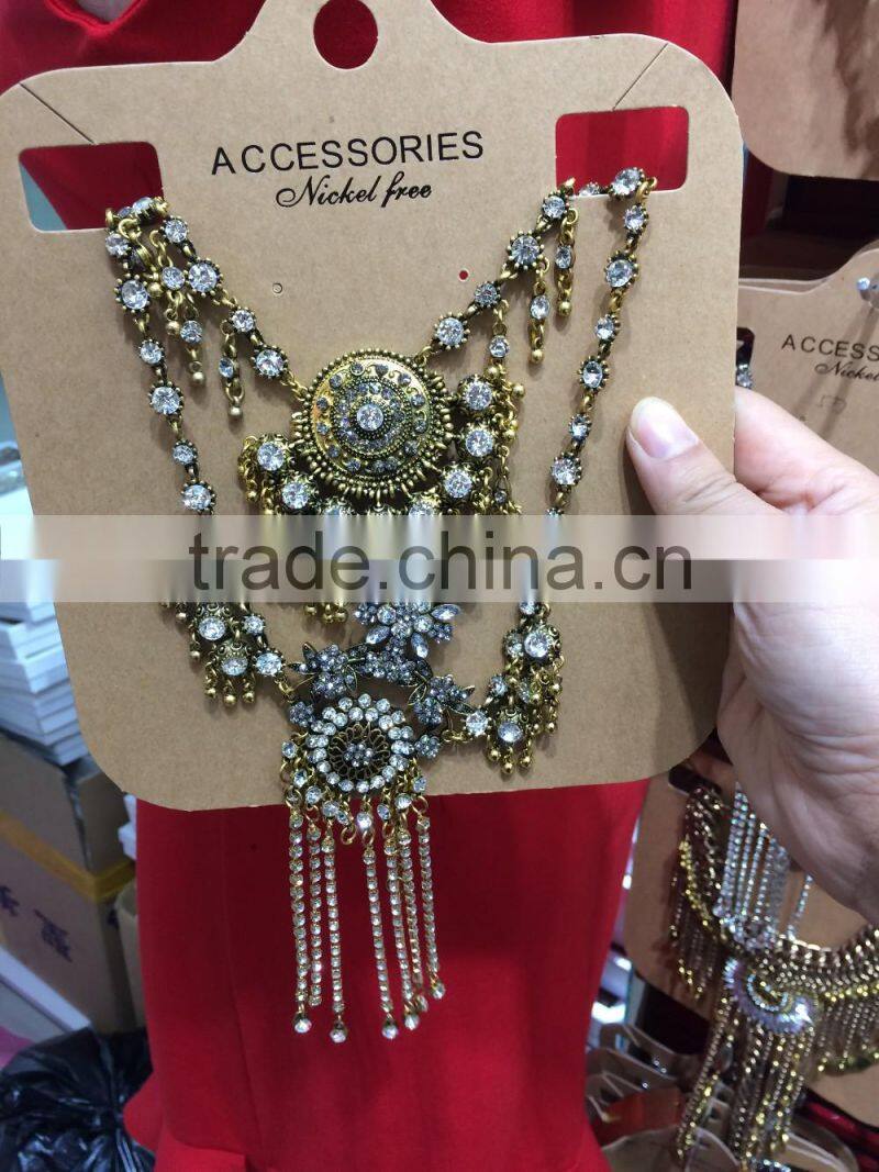 Big custome brand ZA new design diamond alloy necklace jewelry