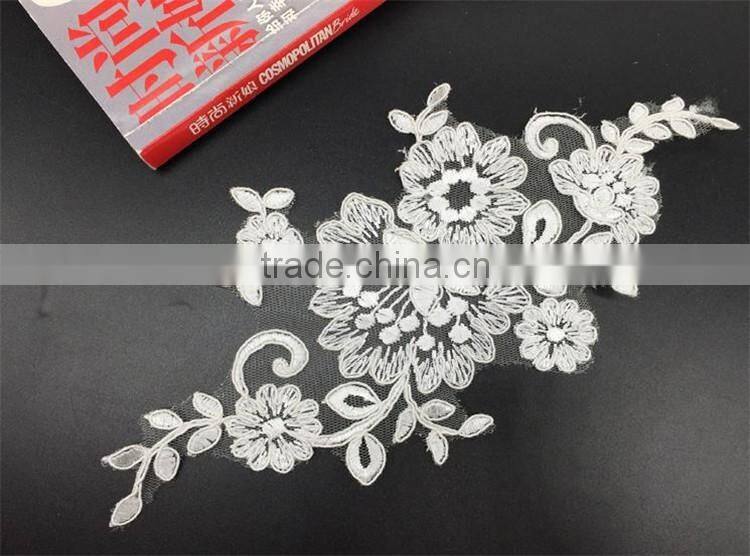 Wholesale exquisite bridal lace applique Embroidery Lace White Applique