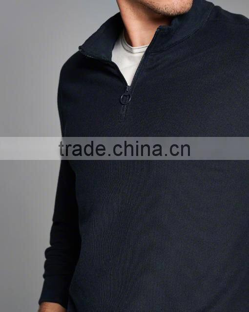 Fashion 100% Cotton Cheap Custom Printed T-shirt long sleeve men plain t shirt tall tee with a quarter zipper Front neckline