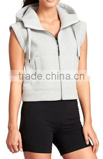 cheap price gray bomber vest manufacturer wholesale plain sleeveless hoodie for woman
