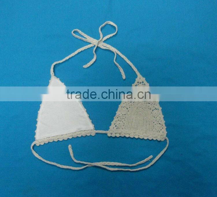 ladies' crochet cotton bikini top bra