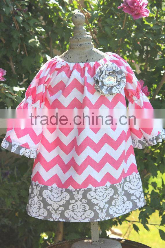 Fancy Christmas Chevron Material Baby Girls Frocks Christmas Dress For Gilrs' Dresses