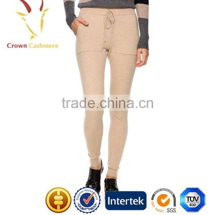 Pure Knitted Cashmere Women Pant Custom Jogger Pants