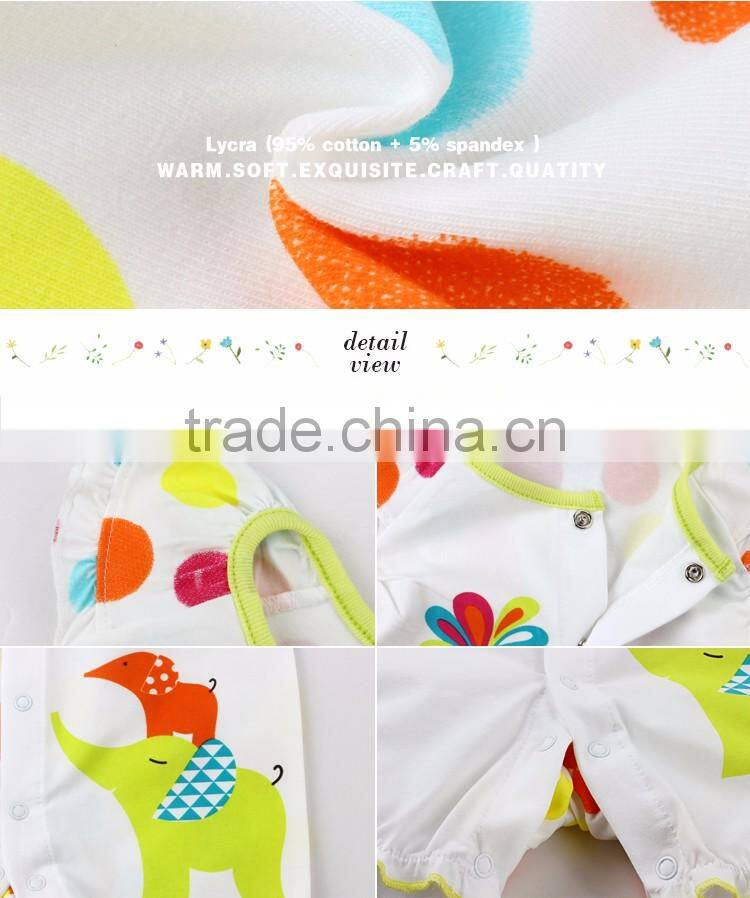 High Quality Lovely Newborn Infant O-neck Short Sleeve Wholesale Baby Bodysuit Baby Clothes 2017