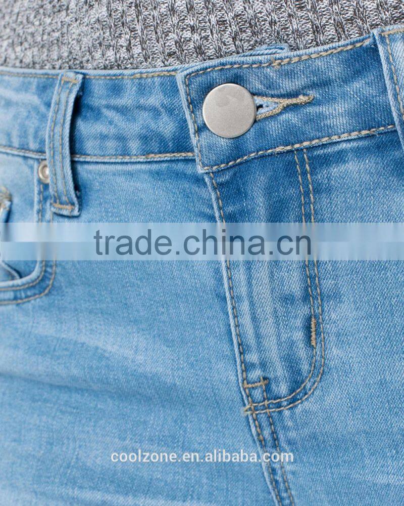 Wholesale mid rise jeans skinny-leg cut cotton jeans women
