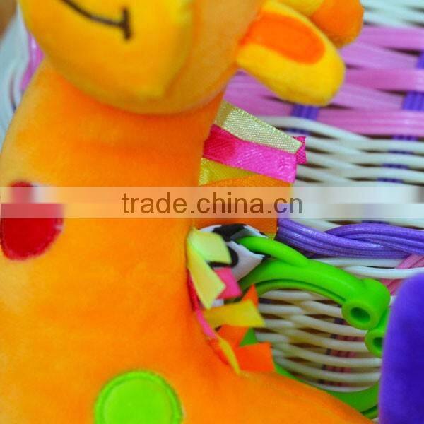 Cute giraffe bell & rattle insert baby educational plush toys baby bed hanging toys