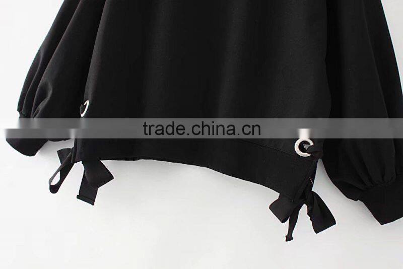 Womens pullover black Buckle cool hoodies Oversized sweatshirts