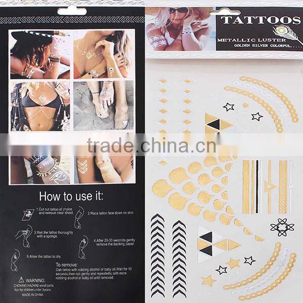 OEM Body Art Multicolor Mixed Pattern Removable Waterproof Metallic Buy Temporary Tattoo Sticker Online