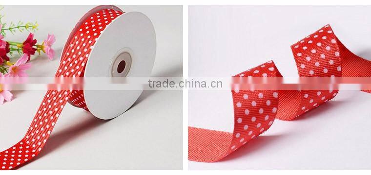 Grosgrain Dot Ribbon 7/8 Inch Red with White Dots