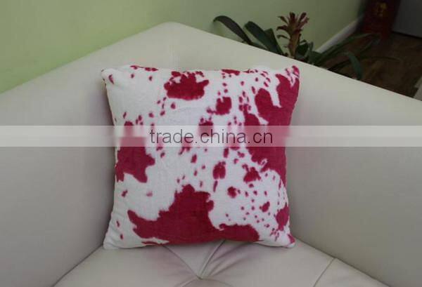 Xinbo Various Color Cow Skin Print Coral Fleece Cushion Cover pillow Made in Chain polyester