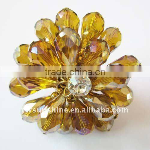 Fashion flower with crystal bead elastic ring