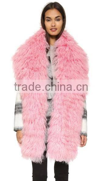 YR329 Customize Size Lots of Colors Real Mongolia Fur scarf Tibet lamb Fur Shawl