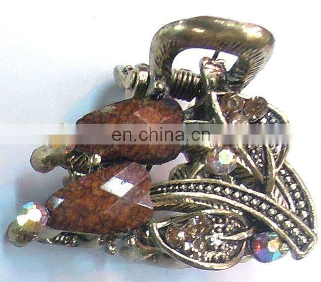 New Arrival Red Crystal Rhinestone Peacock Claw Hairpin