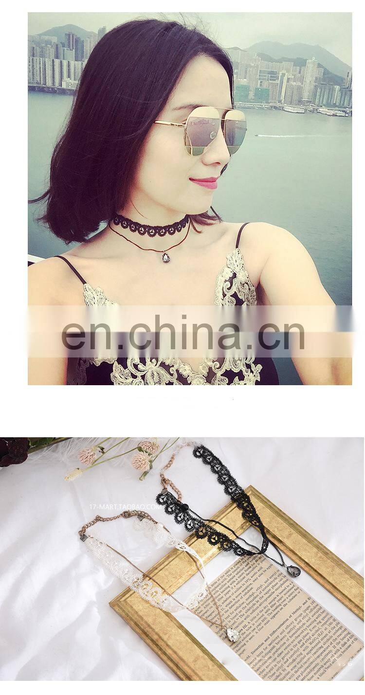 Fashion chocker necklaces Lace choker necklace with chain