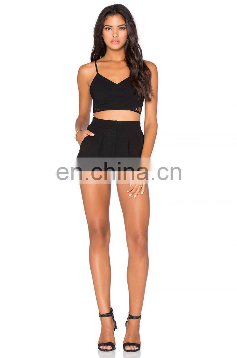 Adjustable Shoulder Straps Black Lace Crop Tops for Sexy Women